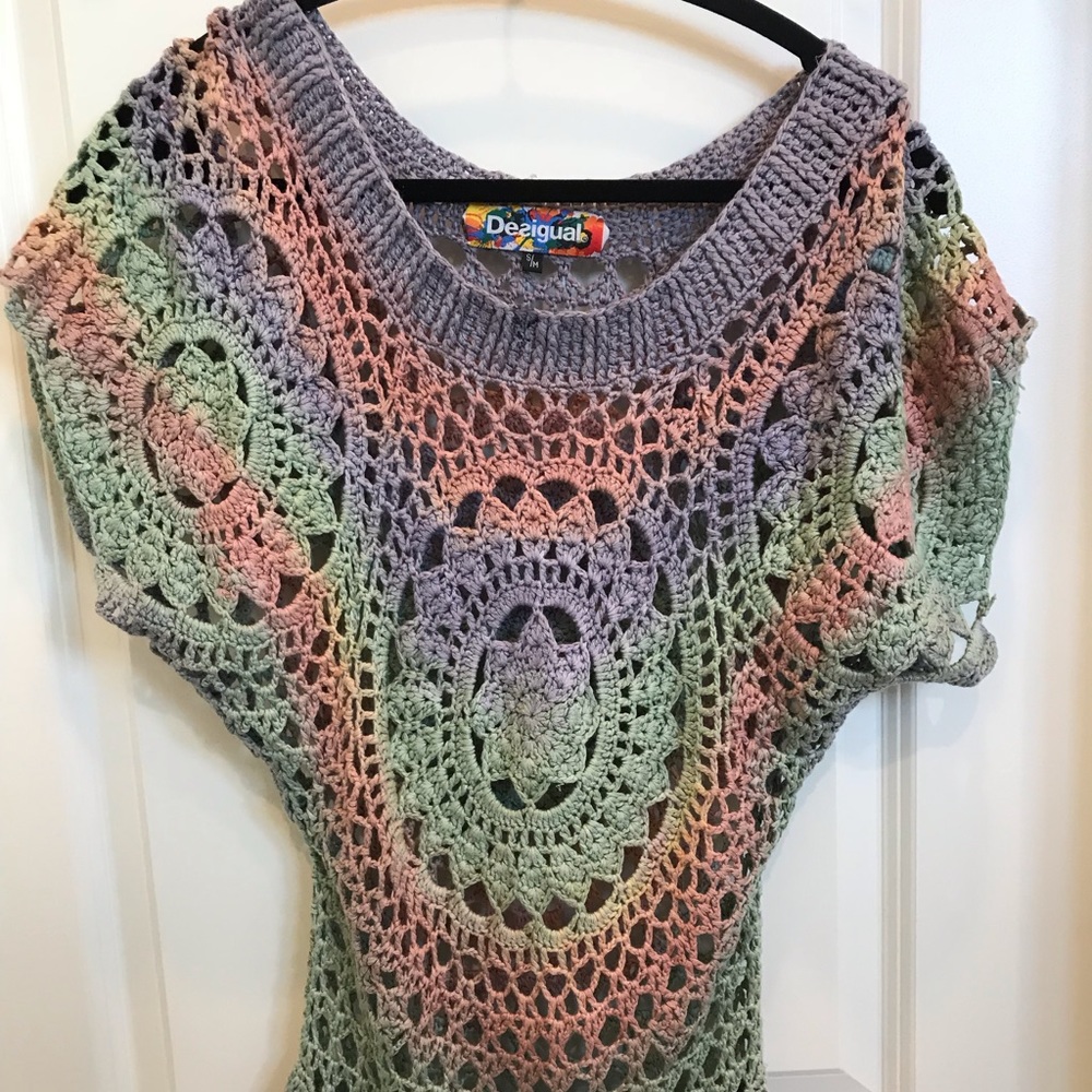 Desigual off the shoulder crochet top